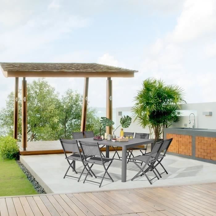 Table de jardin extensible en aluminium - 97/149 x 149 x 149 x 75 cm