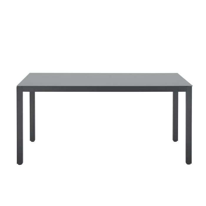 Table de jardin 6 personnes - Structure aluminium - Plateau verre trempé fixé par ventouses - L 160 x H 72 x P 90 cm