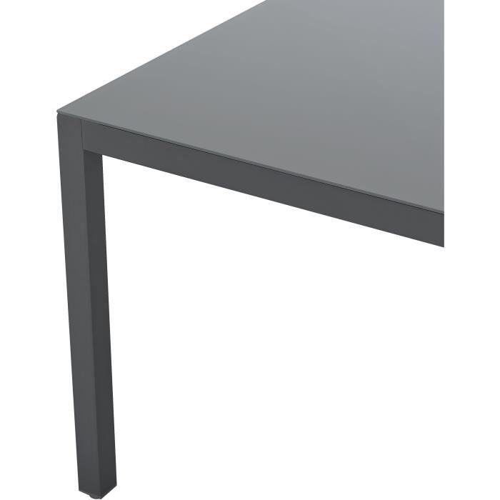 Table de jardin 6 personnes - Structure aluminium - Plateau verre trempé fixé par ventouses - L 160 x H 72 x P 90 cm