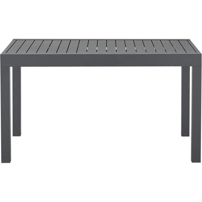 Table de jardin extensible rectangulaire 6 a 10 personnes - Structure aluminium - L 135-270 x P 90 x H 75 cm - Gris foncé