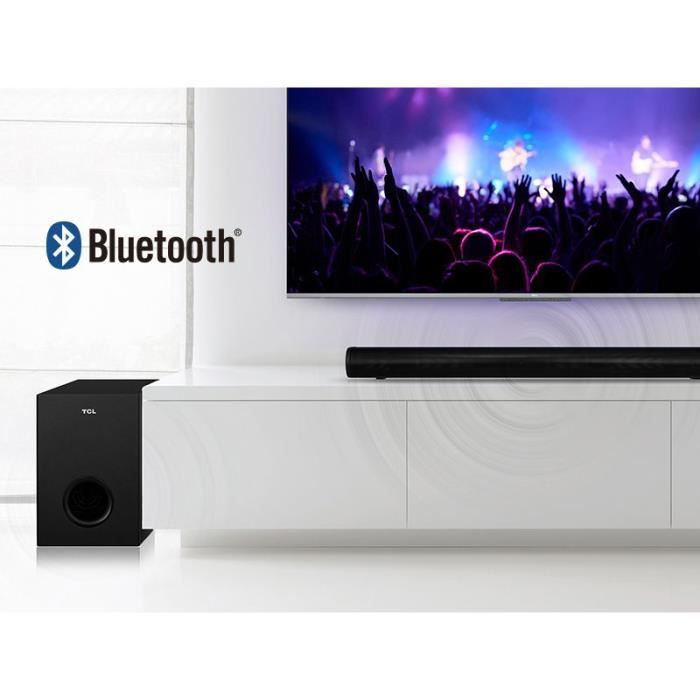 Barre de son TCL S522WE - Dolby Digital 2.1 - 200W - Bluetooth - Avec caisson de basses - Noir