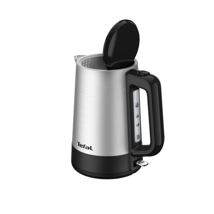 TEFAL Bouilloire électrique sans fil inox 1,7L, Résistance cachée, Option surélévation, Base 360°, 2200W, Equinox BI520D10