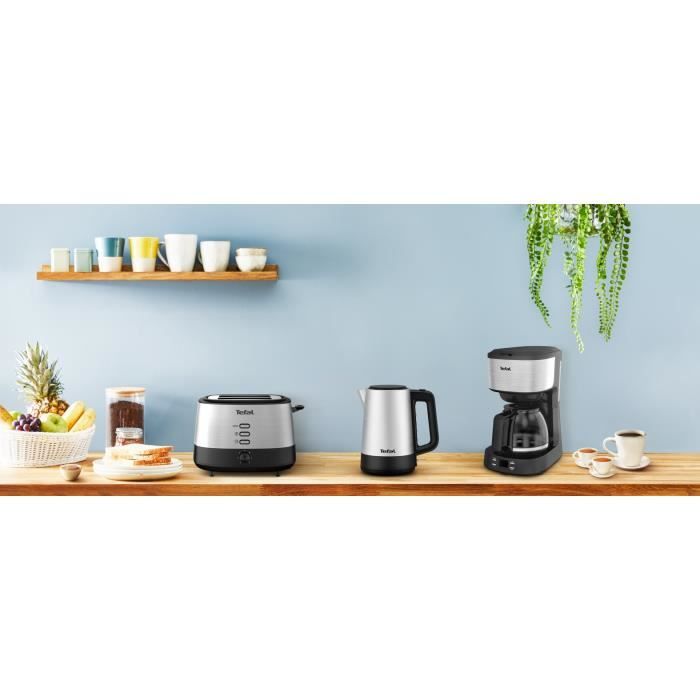 TEFAL Bouilloire électrique sans fil inox 1,7L, Résistance cachée, Option surélévation, Base 360°, 2200W, Equinox BI520D10