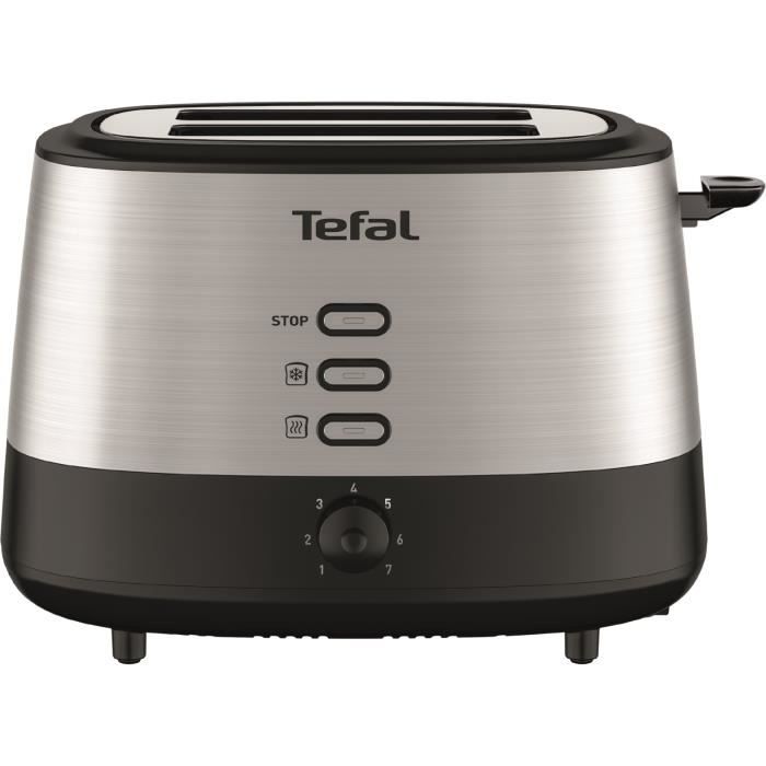 TEFAL Grille-pain inox, 2 fentes a largeur variable, 7 niveaux de dorage, Fonctions réchauffage et décongélation, Equinox TT520D10