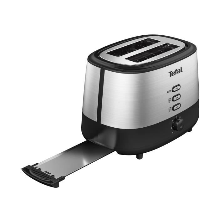 TEFAL Grille-pain inox, 2 fentes a largeur variable, 7 niveaux de dorage, Fonctions réchauffage et décongélation, Equinox TT520D10