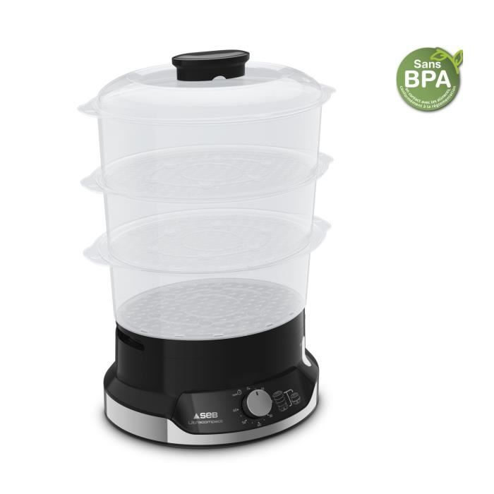 SEB Cuiseur vapeur Ultracompact, 9L, 3 bols emplilables + bol a riz, VC204800