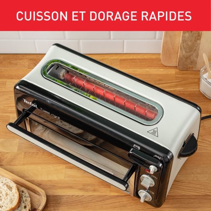 TEFAL Grille-pain et mini-four, Acier inoxydable, 6 niveaux de dorage, Température du grill jusqu'a 210°C, Toast N Grill TL600810