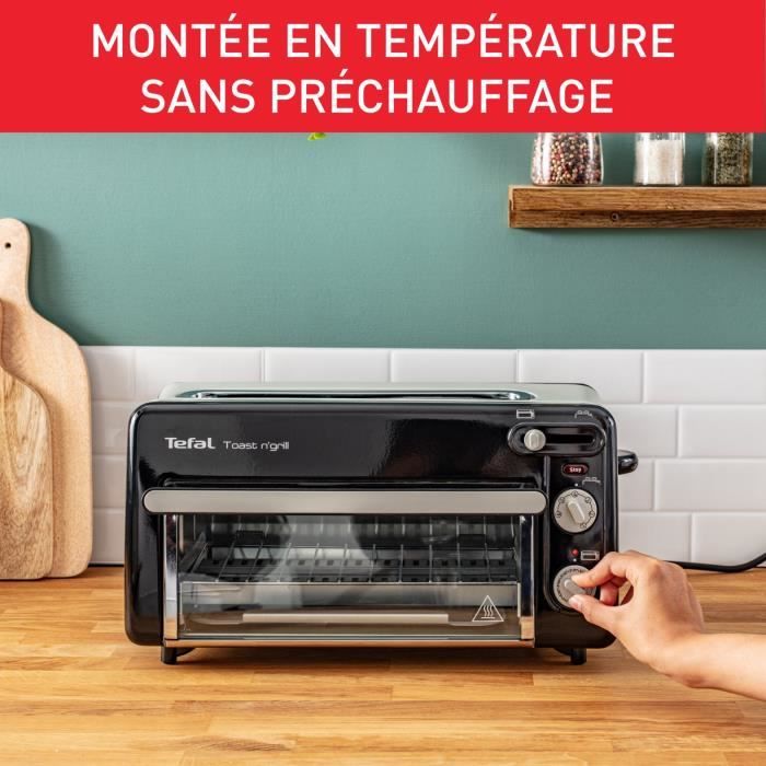 TEFAL Grille-pain et mini-four, Acier inoxydable, 6 niveaux de dorage, Température du grill jusqu'a 210°C, Toast N Grill TL600810