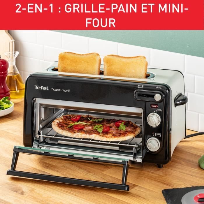 TEFAL Grille-pain et mini-four, Acier inoxydable, 6 niveaux de dorage, Température du grill jusqu'a 210°C, Toast N Grill TL600810