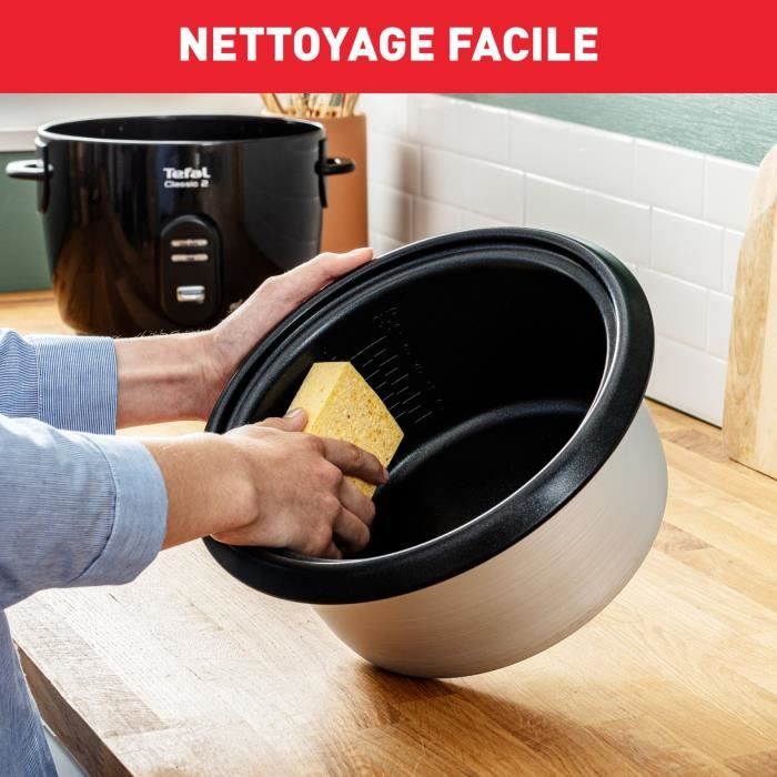 TEFAL Cuiseur a riz, Cuve 5 L antiadhésive, Capacité 1,5 kg de riz, Maintien au chaud, Panier vapeur, Classic 2 RK103811