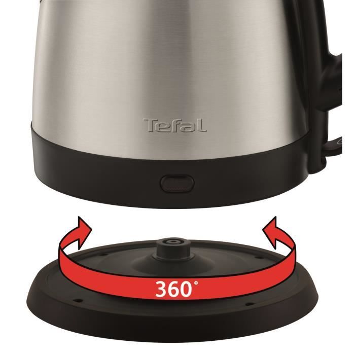 TEFAL Bouilloire électrique inox, 1,2 L, 1800 W, Base pivotante, Ouverture facile, Témoin lumineux, Arret automatique KI431D10