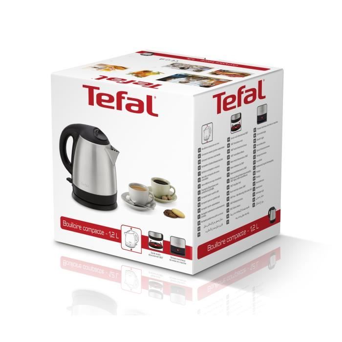 TEFAL Bouilloire électrique inox, 1,2 L, 1800 W, Base pivotante, Ouverture facile, Témoin lumineux, Arret automatique KI431D10