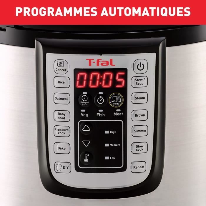 TEFAL Multicuiseur, Capacité 6 L, Cuisson pression, Multifonction, 25 programmes, Fast and Delicious  CY505E10