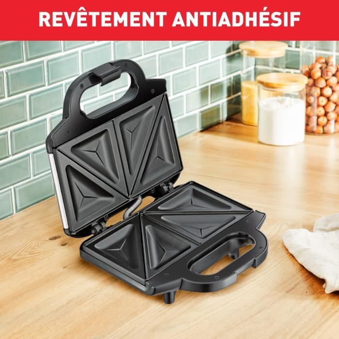 TEFAL Croque-monsieur, Revetement antiadhésif, Verrouillage sécurité, Poignée thermorésistante SM155212