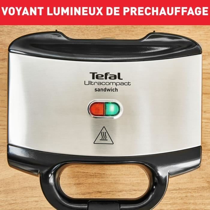 TEFAL Croque-monsieur, Revetement antiadhésif, Verrouillage sécurité, Poignée thermorésistante SM155212