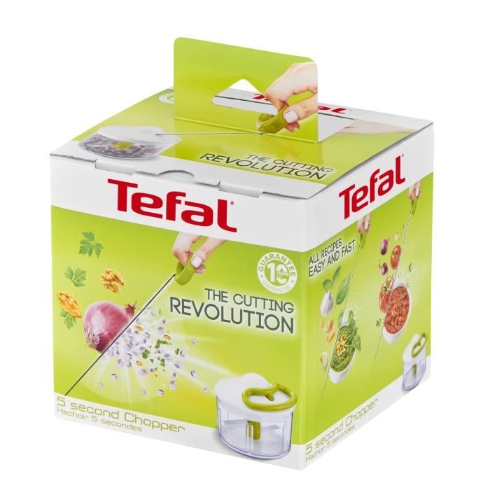 TEFAL Hachoir 5 sec manuel 500ml, Lames acier inoxydable haute qualité, Découper, Hacher, Mixer, Cuisine rapide et facile K1330404