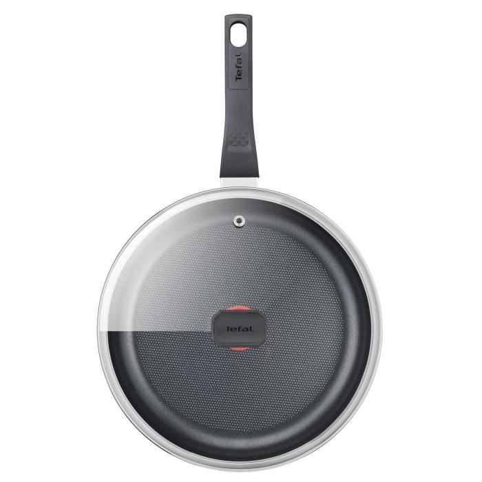 TEFAL Easy Cook & Clean Sauteuse 24 cm + couvercle en verre, Non induction, Revetement antiadhésif, Fabriqué en France B5543202