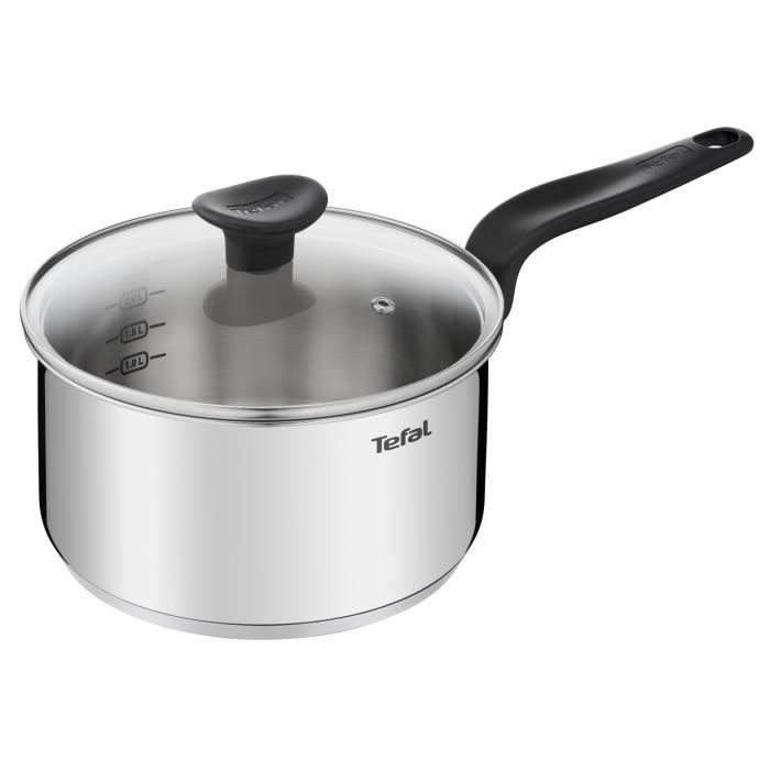 TEFAL Primary Casserole 20 cm + couvercle verre, 3 L, Induction, Acier inoxydable haute qualité, Garantie 10 ans E3082404