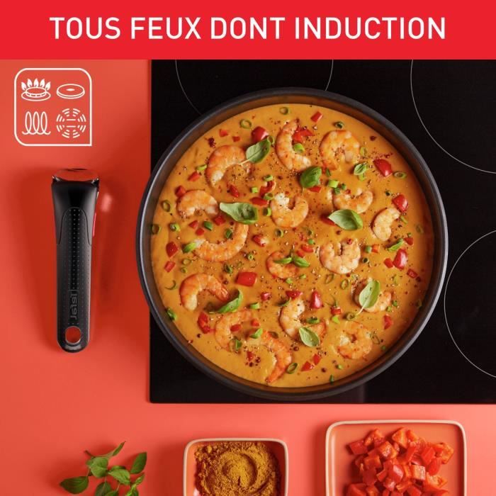 TEFAL INGENIO Emotion Batterie de cuisine 10 p, Induction, Acier inoxydable, Revetement antiadhésif, Poeles, Casseroles L897AS04