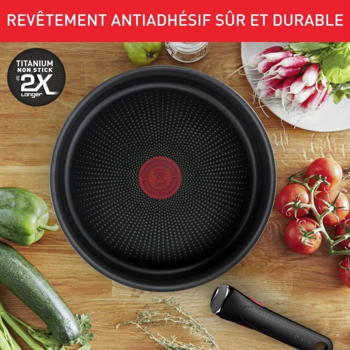 TEFAL INGENIO Emotion Batterie de cuisine 10 p, Induction, Acier inoxydable, Revetement antiadhésif, Poeles, Casseroles L897AS04