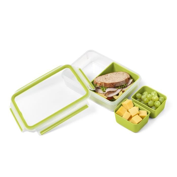 TEFAL Masterseal To Go Lunch Box, Boîte a déjeuner 1,2 L, 3 compartiments, 100% hermétique, Sans BPA, Garantie 30 ans K3100412