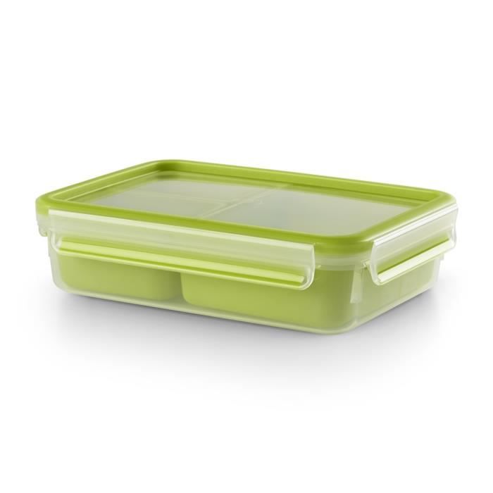 TEFAL Masterseal To Go Lunch Box, Boîte a déjeuner 1,2 L, 3 compartiments, 100% hermétique, Sans BPA, Garantie 30 ans K3100412