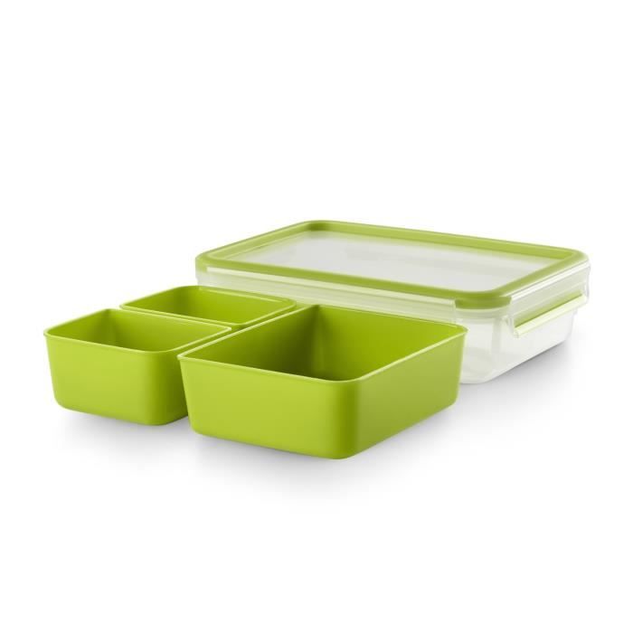 TEFAL Masterseal To Go Lunch Box, Boîte a déjeuner 1,2 L, 3 compartiments, 100% hermétique, Sans BPA, Garantie 30 ans K3100412