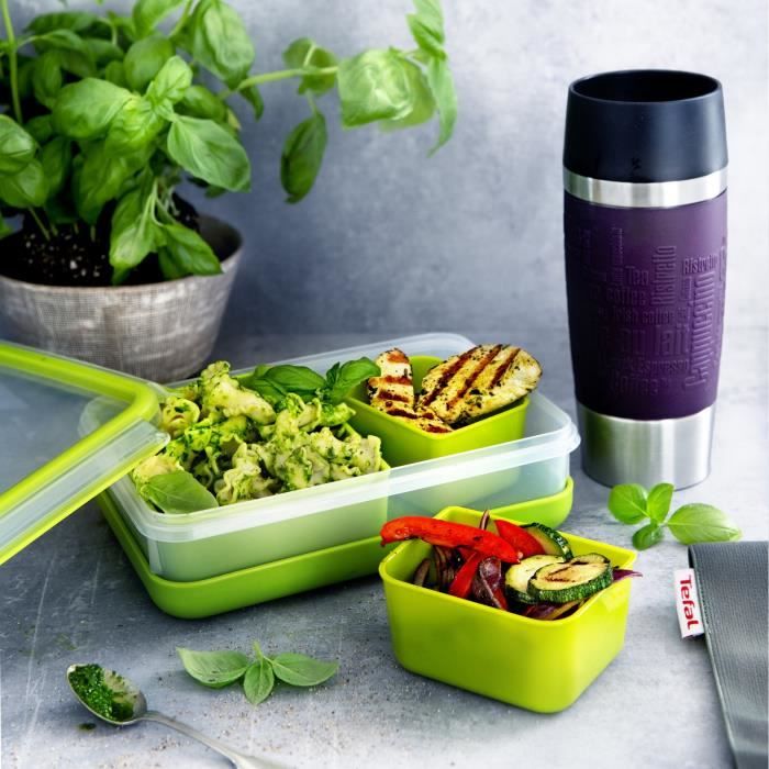 TEFAL Masterseal To Go Lunch Box, Boîte a déjeuner 1,2 L, 3 compartiments, 100% hermétique, Sans BPA, Garantie 30 ans K3100412