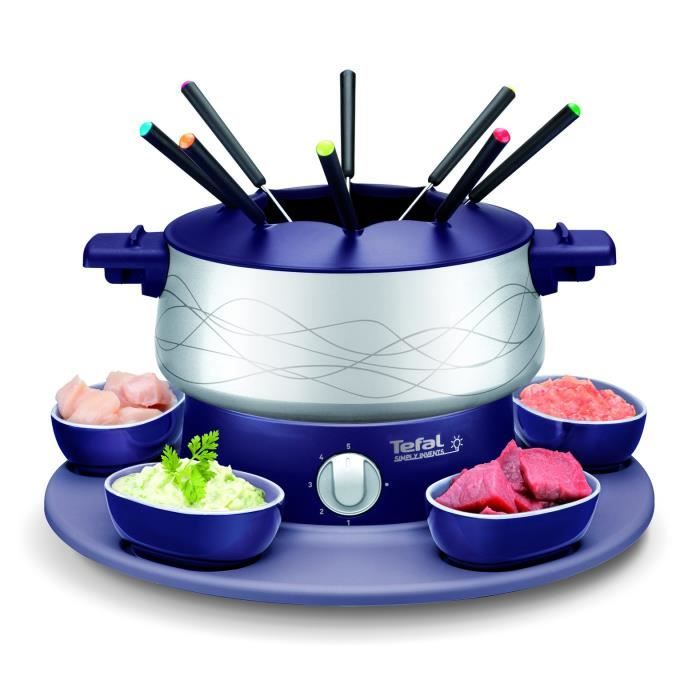 TEFAL Appareil a fondue, 8 personnes, Plateau rotatif avec ramequin, Revetement antiadhésif, Simply Invents EF353812