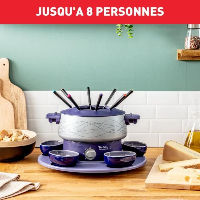 TEFAL Appareil a fondue, 8 personnes, Plateau rotatif avec ramequin, Revetement antiadhésif, Simply Invents EF353812