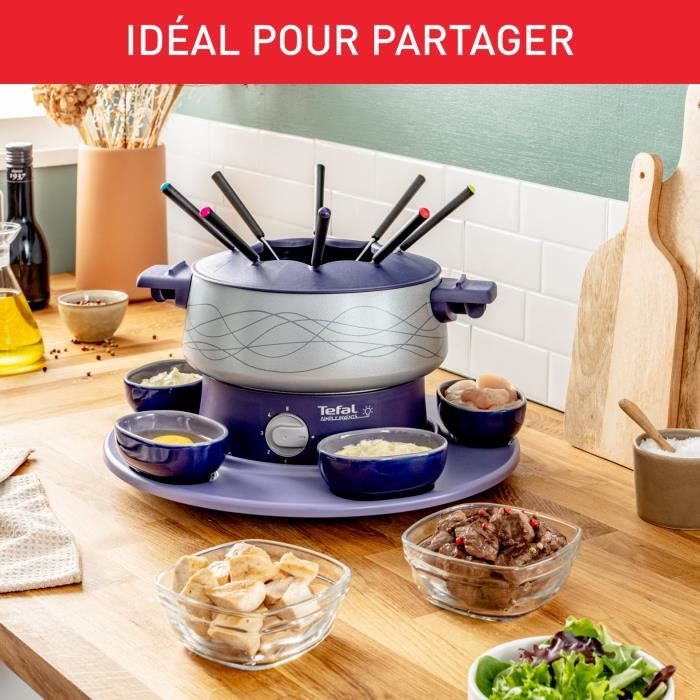 TEFAL Appareil a fondue, 8 personnes, Plateau rotatif avec ramequin, Revetement antiadhésif, Simply Invents EF353812