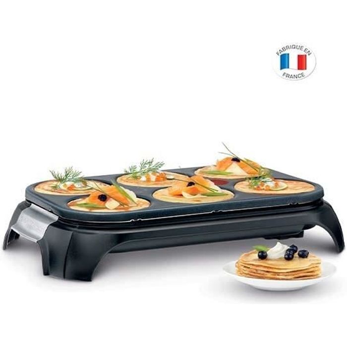 TEFAL Crep'Party, Appareil a crepes 6 empreintes, Antiadhésif, Thermo-Spot, 6 spatules + 1 louche, Fabriqué en France PY558813