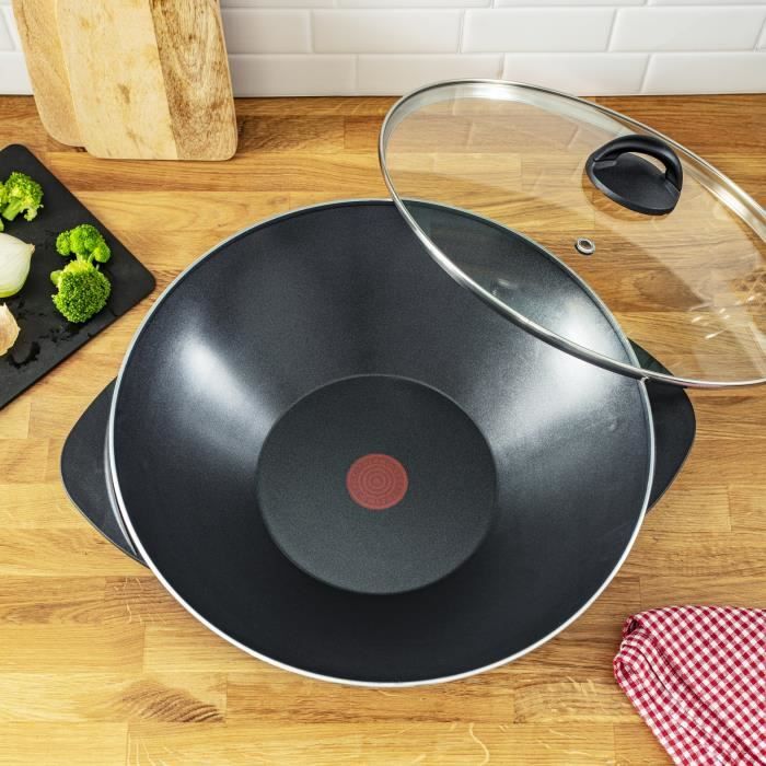 TEFAL Wok électrique, Cuve en aluminium antiadhésive, Thermo Spot, Fabriqué en France WO300010