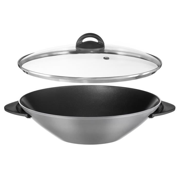 TEFAL Wok électrique, Cuve en aluminium antiadhésive, Thermo Spot, Fabriqué en France WO300010