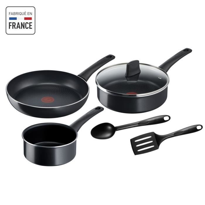 TEFAL Generous Cook Batterie de cuisine 6 p, Casserole, Poele, Sauteuse + couv, Induction, Antiadhésif, Fabriqué en France C2789602