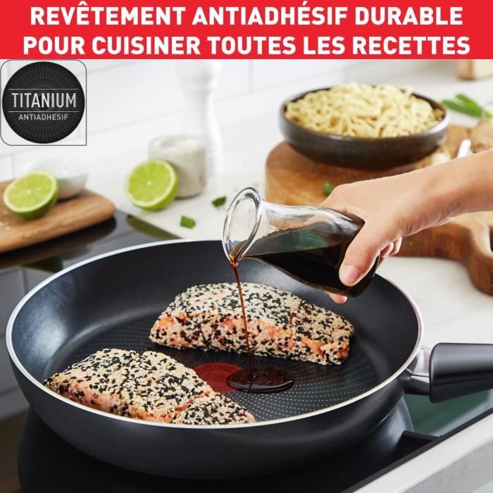 TEFAL Generous Cook Batterie de cuisine 6 p, Casserole, Poele, Sauteuse + couv, Induction, Antiadhésif, Fabriqué en France C2789602