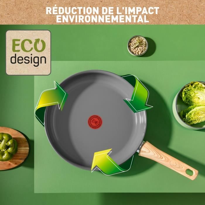 TEFAL Renew Poele 24 cm, Induction, Revetement antiadhésif céramique, Eco-conçue, Fabriqué en France C4250413