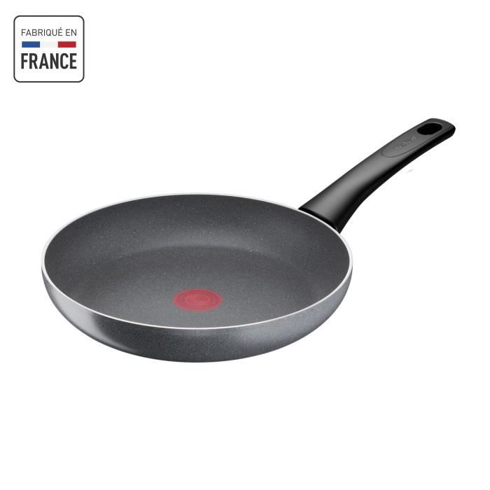 TEFAL Hard Stone Poele 28 cm, Non Induction, Revetement antiadhésif Mineralia +, Sans PFOA, Fabriqué en France D4560632