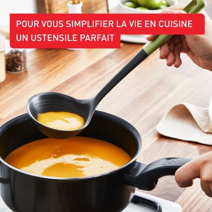 TEFAL Essential 2-en-1 Spatule + Cuillere-maryse + Louche graduée, Thermorésistant, Sans BPA, Compatible lave-vaisselle K279S304