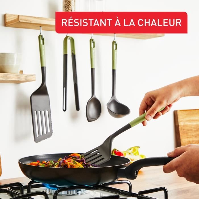 TEFAL Essential 2-en-1 Spatule + Cuillere-maryse + Louche graduée, Thermorésistant, Sans BPA, Compatible lave-vaisselle K279S304