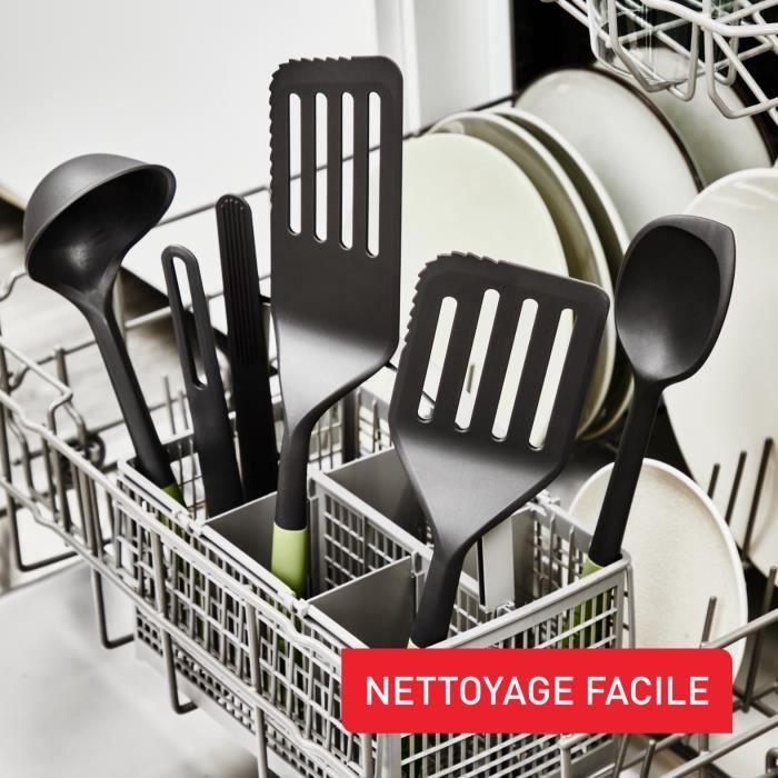 TEFAL Essential 2-en-1 Spatule + Cuillere-maryse + Louche graduée, Thermorésistant, Sans BPA, Compatible lave-vaisselle K279S304