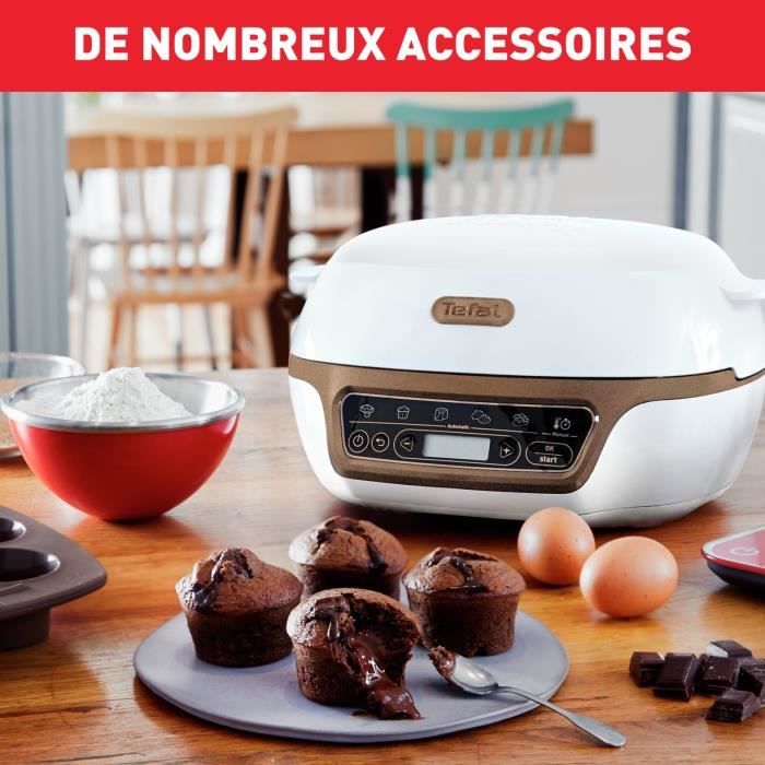 TEFAL Machine a gâteaux intelligente, 5 programmes, Mode manuel, Moules flexibles, Grand moule acier revetu, Cake Factory +