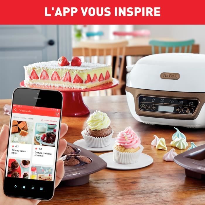 TEFAL Machine a gâteaux intelligente, 5 programmes, Mode manuel, Moules flexibles, Grand moule acier revetu, Cake Factory +