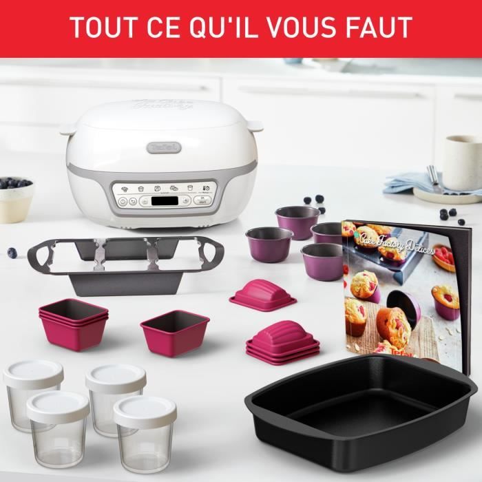 TEFAL Machine a gâteaux intelligente, 5 programmes, Mode manuel, Moules CreaBake, Application dédiée, Cake Factory Délices KD812110