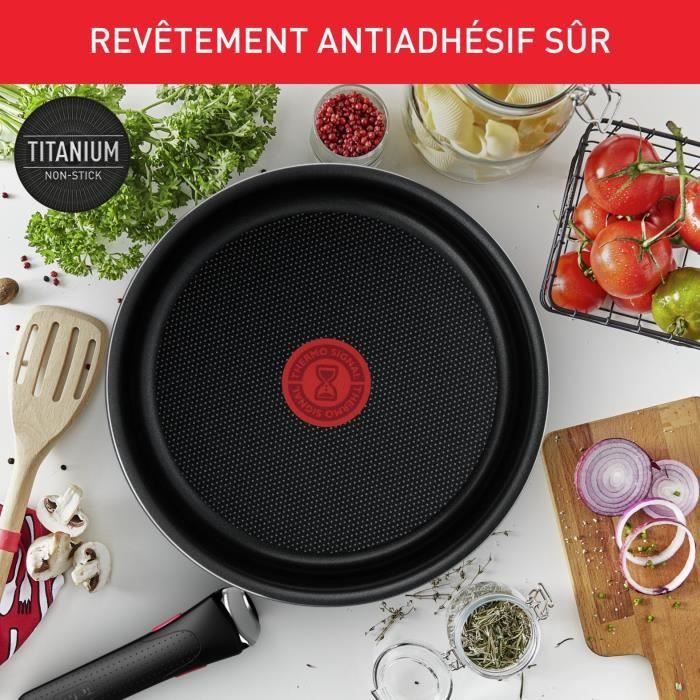 TEFAL INGENIO Easy Cook & Clean Lot 10 pieces, Poele, Casserole, Non induction, Revetement antiadhésif, Fabriqué en France L1529402