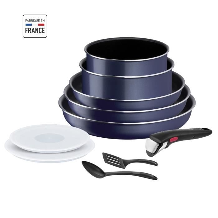 TEFAL INGENIO Easy Cook & Clean Lot 10 pieces, Poele, Casserole, Non induction, Revetement antiadhésif, Fabriqué en France L1579102