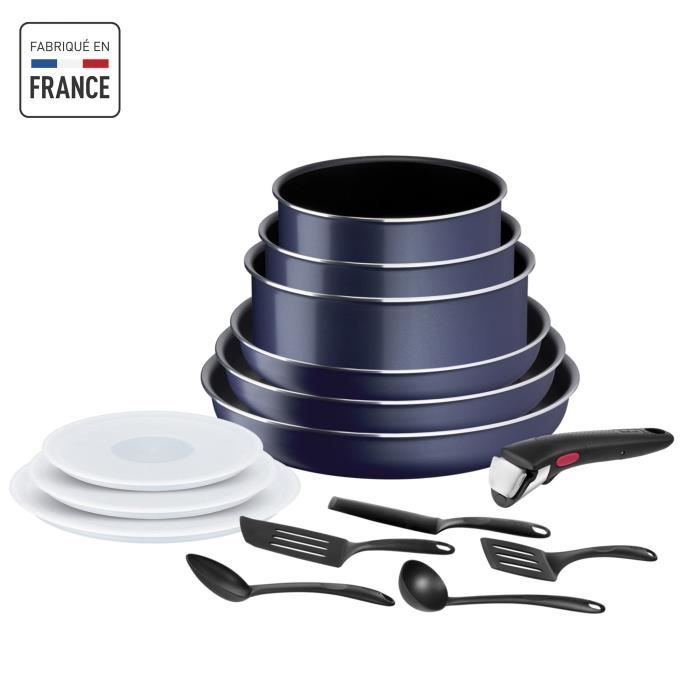 TEFAL INGENIO Easy Cook & Clean Lot 15 pieces, Poele, Casserole, Non induction, Revetement antiadhésif, Fabriqué en France L1579502