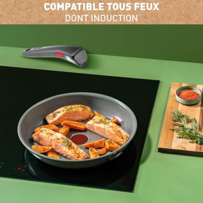 TEFAL INGENIO Renew Poele 24 cm, Céramique antiadhésive, Recyclée, Thermo-Signal, Fabriquée en France L2600402