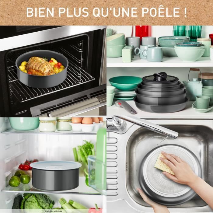 TEFAL INGENIO Renew Poele 24 cm, Céramique antiadhésive, Recyclée, Thermo-Signal, Fabriquée en France L2600402