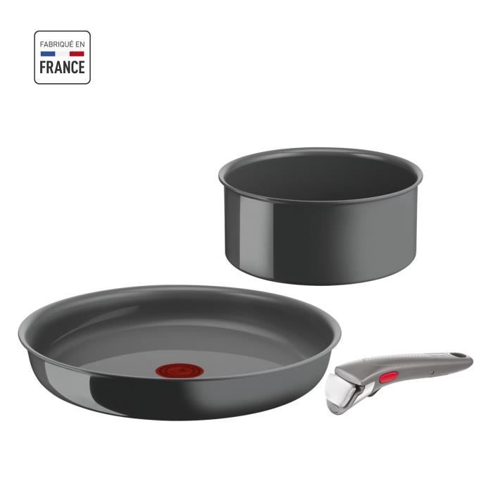 TEFAL INGENIO Renew Poele 28cm, Casserole 18cm, Poignée, Induction, Céramique antiadhésive, Eco-conçue, Fabriqué en France L2609302